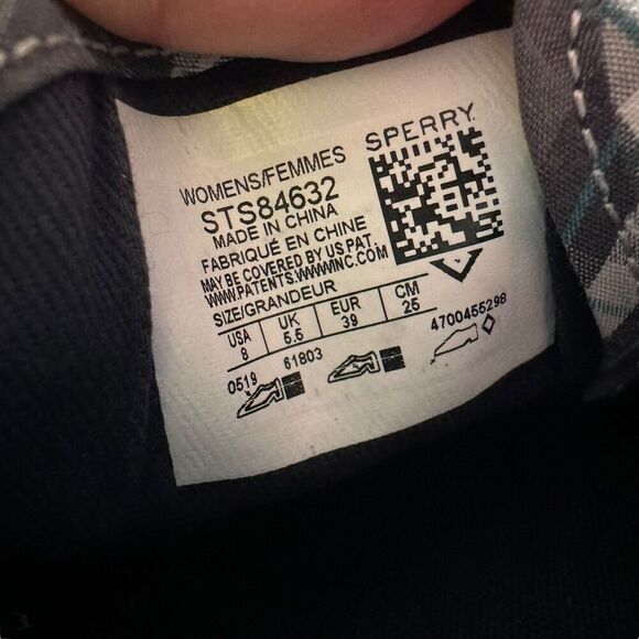 Sperry Women's Top-Sider Pier View Anchor Gray Plaid Sz 8 Nautical Sneakers - Picture 6 of 9